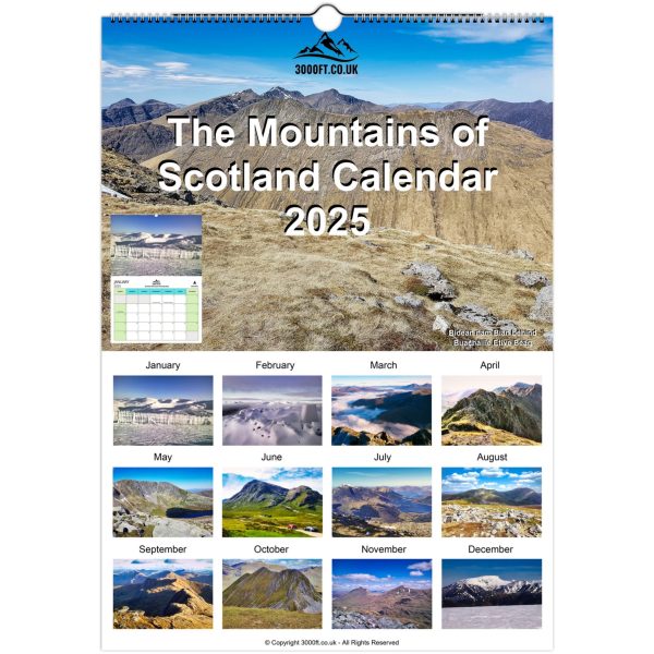 The Mountains of Scotland Wall Calendar 2025 A3 Size